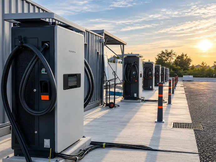 Rangée de bornes de recharge rapide DC pour bus et poids lourds